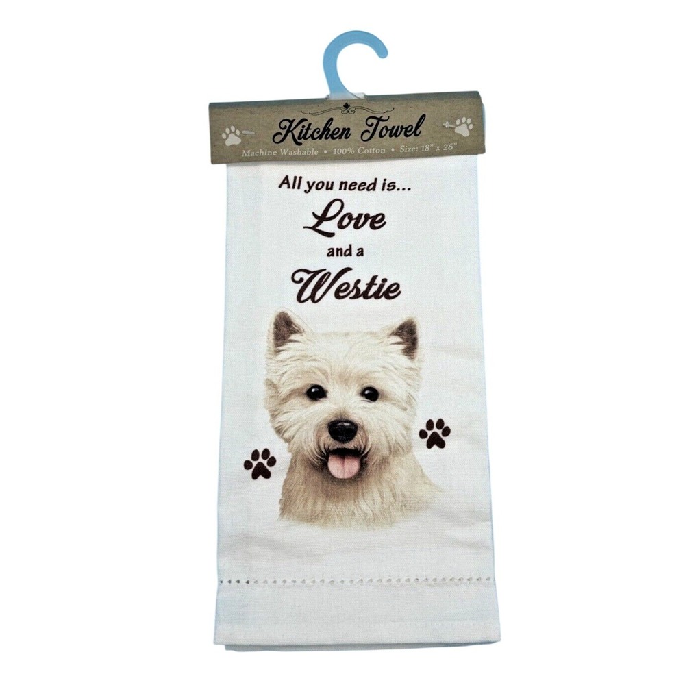 E&S Pets All You Need Is Love And A Westie Kitchen Hand Towel  18x26 NWT White